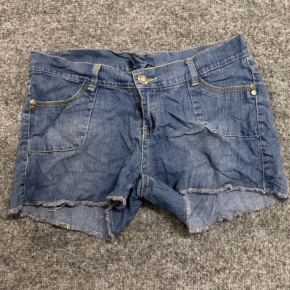 Aviva Denim Shorts Womens Size 30 Blue Cutoff Raw Hem Stretch Casual Jean Shorts